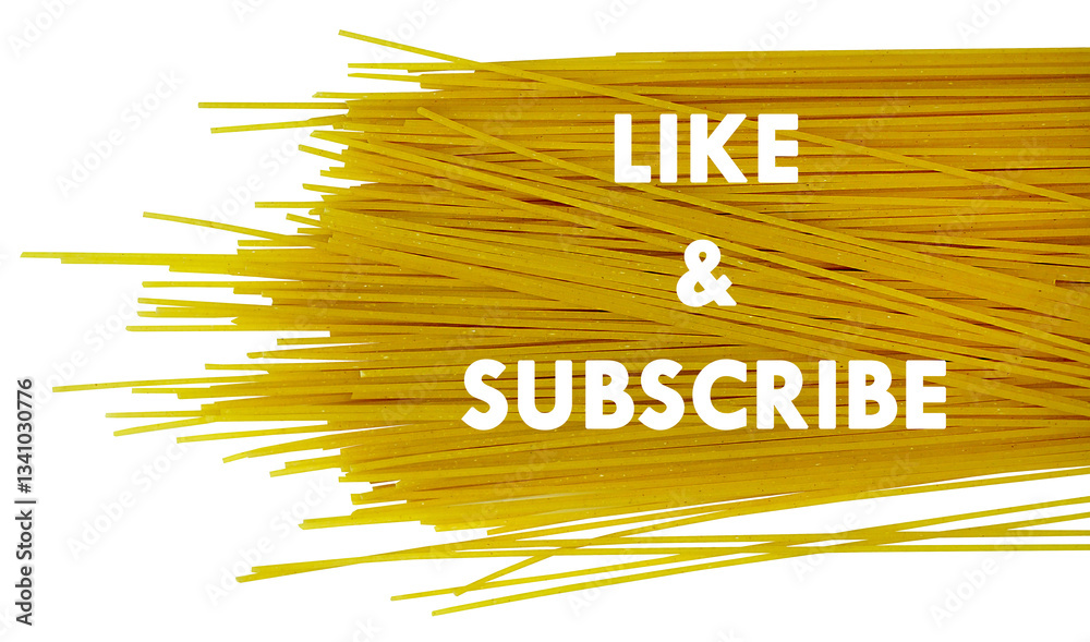 Fototapete png image with no background for youtube with text like and subscribe. spaghetti