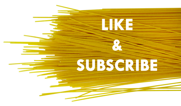 Png image with no background for YouTube with text like and subscribe. Spaghetti