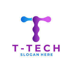 Tech with Initial letter T logo design vector template
