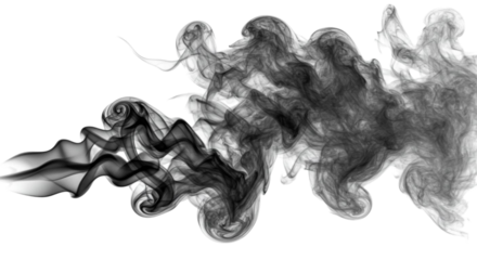 Black fog smoke watercolor painting realistic transparent background 