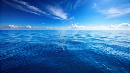 Obraz premium Stunning Blue Panoramic Ocean Landscape, Serene Seascape, Coastal Vista, Azure Waters, Horizon View