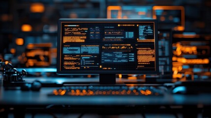 Obraz premium Smart Factory with Holographic Robotic Assembly Futuristic Automated Industrial Production and Manufacturing Workflow