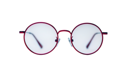 Unique round glasses with a bold frame resting on a plain background for a modern aesthetic
