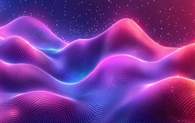 Obraz premium Abstract digital landscape with glowing, wavy lines