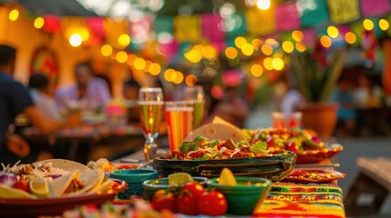 Friends Enjoying Cinco de Mayo: Mexican Food, Sunlight