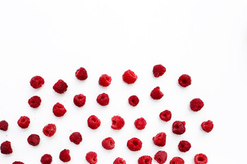Fresh raspberry on white background.