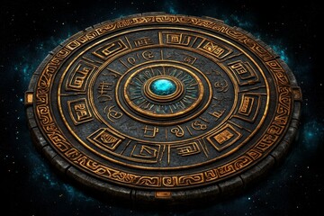 Fototapeta premium A celestial toolkit used by divine beings, glowing with ethereal light, floating in space