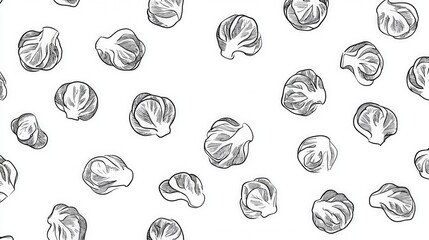 Obraz premium Elegant Brussells Sprouts Seamless Pattern Design