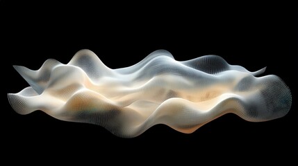 3D style of Big data visualization. musical stream of sounds. Abstract background with interweaving of dots. Science infographic futuristic. Sound wave visualization. Abstract digital data background