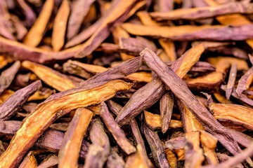 Fototapeta premium Dried Purple Vegetables Textures in Natural Sunlight Close-Up