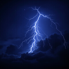 Lightning in the dark night sky