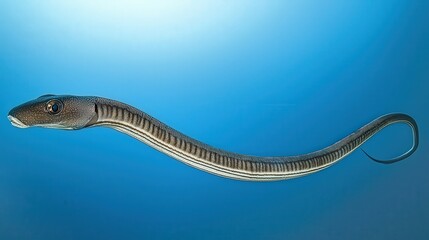 Naklejka premium Serpentine Fish Swimming Gracefully in Clear Blue Water