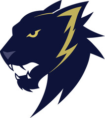 Fototapeta premium Fierce Panther Mascot with a Lightning Bolt Background