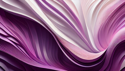 Fototapeta premium Abstract 3d render folded paper effect. Modern purple, white, pink background. Wallpaper with lines.