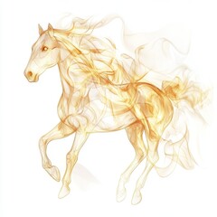 Fototapeta premium Minimalist fire horse silhouette embodies winter spirit, celebrating the magic of Christmas with brushstrokes of warmth