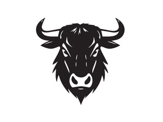 Bull head silhouette isolated on white background. Bull logo. Bull sign. Vector logo design.