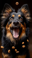 dog catches food