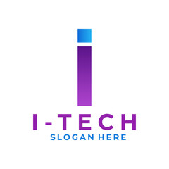 i - Tech Initial letter logo design vector icon