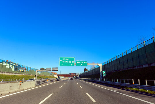 Autostrada A9 vor Ausfahrt Saronno (Italien)