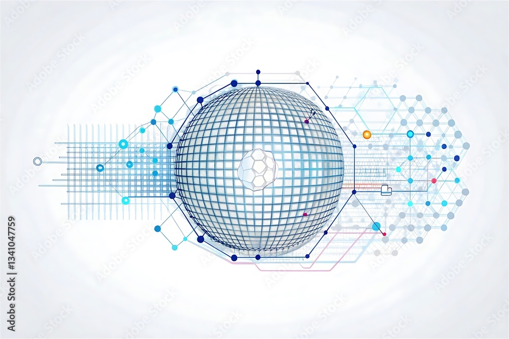 Fototapete technology concept background with wire mesh and text space