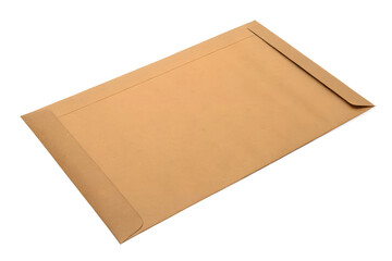 Plain kraft envelope isolated on transparent background