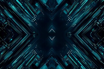 Abstract close-up of a glowing blue digital circuit board, showcasing intricate connections and technological design on a black background.
