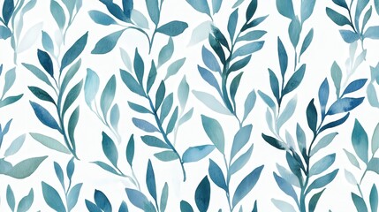 Delicate Blue Watercolor Leaf Pattern for Home Decor