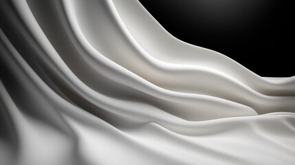 Obraz premium An elegant display of flowing white fabric, delicately lit to emphasize its texture and movement, representing grace, tranquility, and the beauty of simplicity.