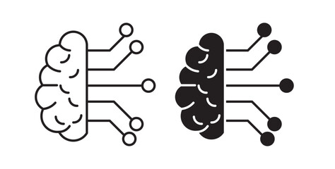Brain circuit icons vectors graphic designs