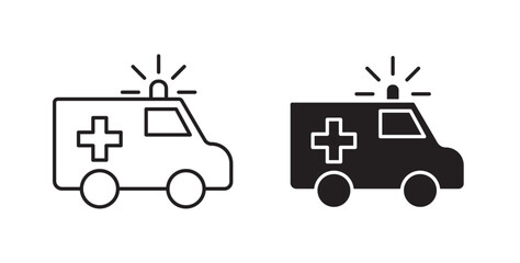 Ambulance icons in black fill and line style © Witty