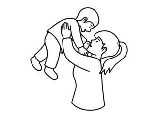 Mother Day Line Art Illustration