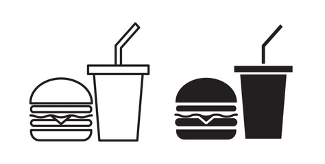 Hamburger soda icons vectors graphic designs