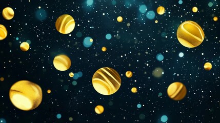 Golden Spheres on a Dark Background: A Stunning Abstract Design