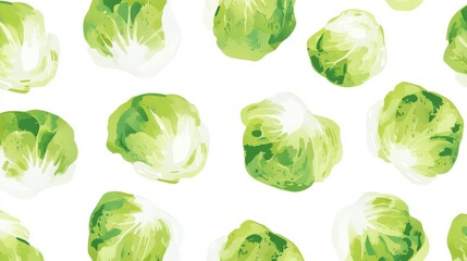 Watercolor Vegetable Pattern - Fresh Green Leafy Vegetables
