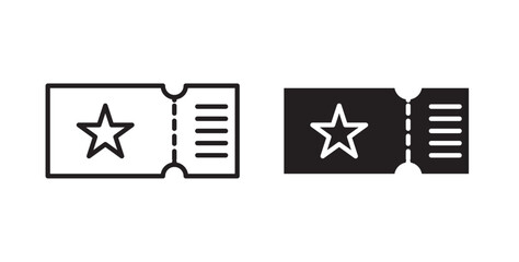 Ticket icons in black fill and line style