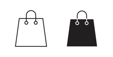 Shopping bag icons in black fill and line style