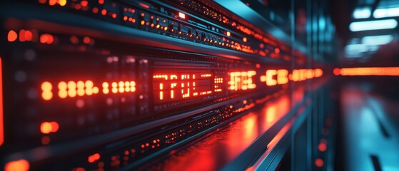 Glowing Supercomputer Displaying Futuristic Technology with Bold Text