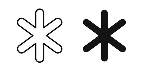 Asterisk icons in black fill and line style