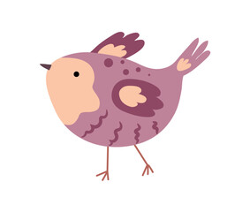 Cute birdie flying cartoon character, fauna of wilderness and wild species, nature biodiversity. Vector isolated avian animal personage for baby and kids design. Woodlands or grasslands creature
