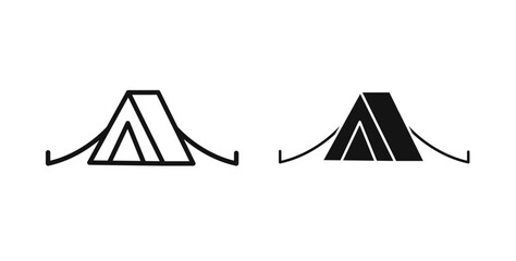 Camping icons in black fill and line style © Witty