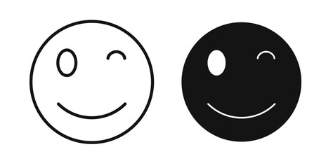 Smile wink icons in black fill and line style