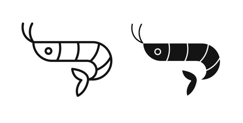 Shrimp icons in black fill and line style