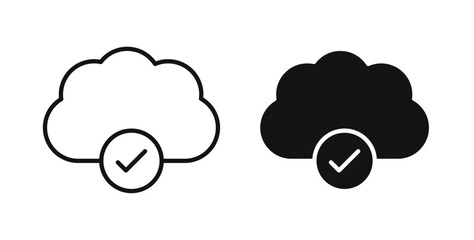 Saved to drive icons in black fill and line style