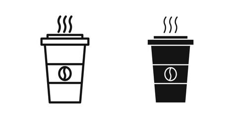 Coffee icons in black fill and line style