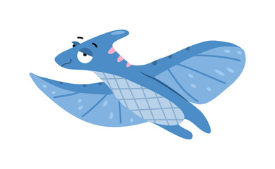 Pterodactyl or Pteranodon dinosaur character. Vector prehistoric animal, extinct flying lizard. Isolated cute personage. Paleontology reptile with crest on head, Jurassic era dino happy mascot © Sensvector