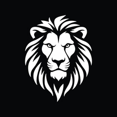 Obraz premium Lion head logo icon, lion face vector Illustration, on a isolated background, EPS, Striking monochrome lion head