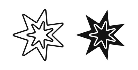 Bahai icons in black fill and line style