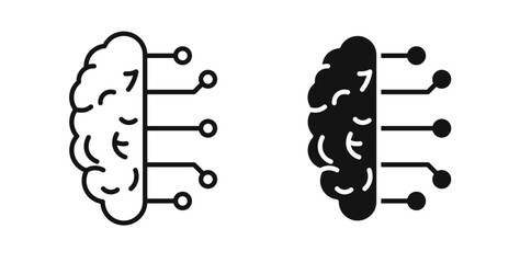 Brain circuit icons in black fill and line style