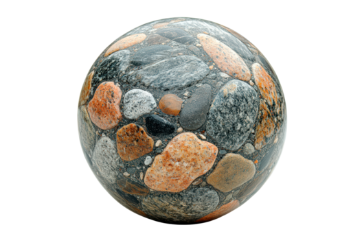 Spherical stone texture isolated on transparent background