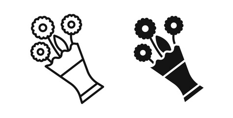 Flower bouquet icons set for website design